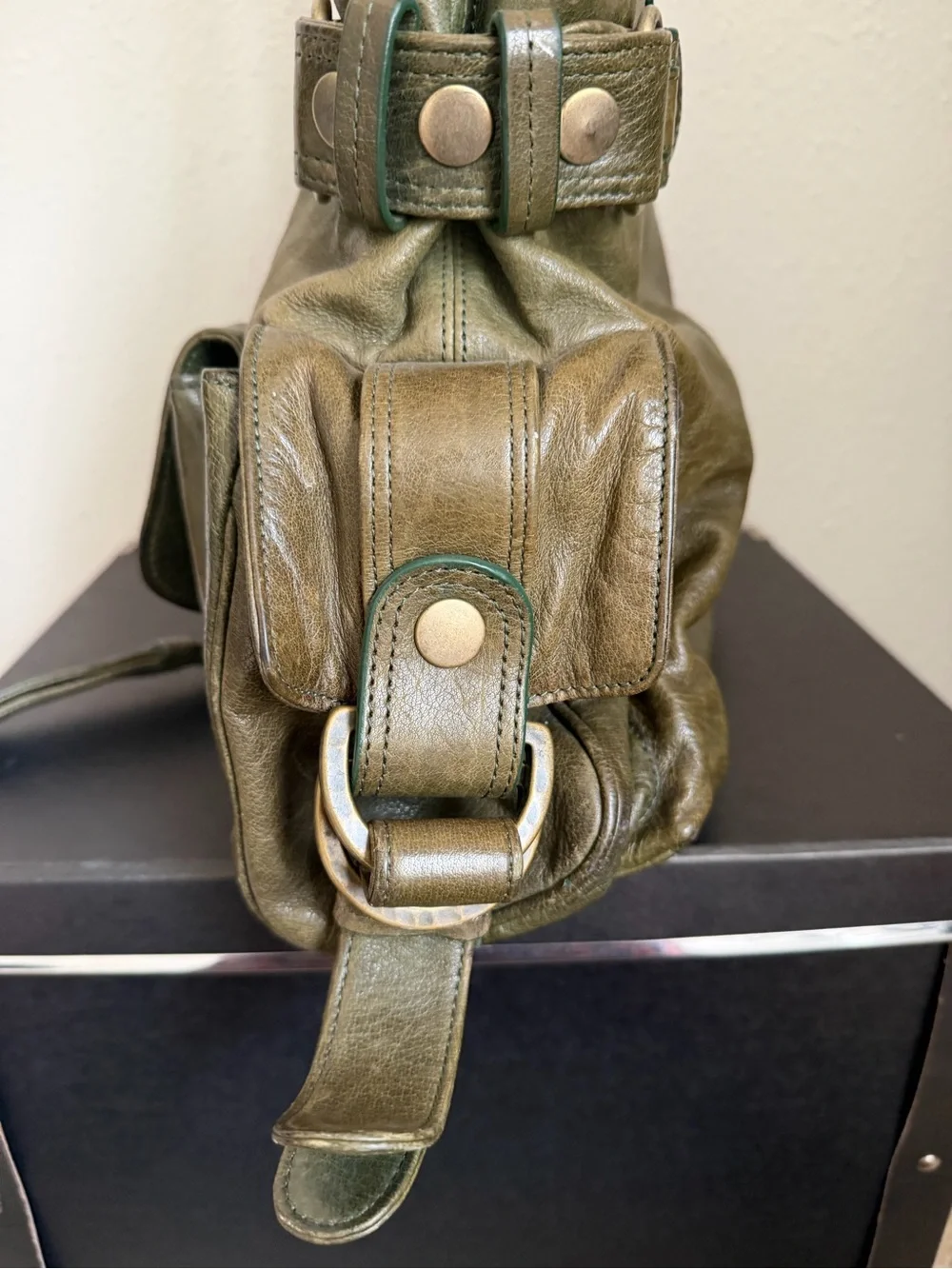 Kooba Vintage Distressed Leather Satchel Bag